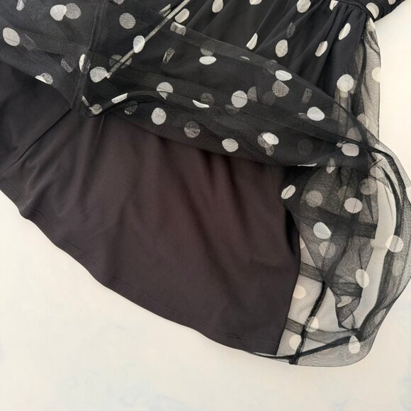 Betsey Johnson Black & White Polka Dot Tulle Mesh Flare Halter Dress - Picture 5 of 8